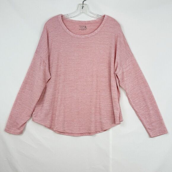 Time & Tru Top Womens Size XL Pink Knit Round Neck Round Hem Long Sleeve - Picture 2 of 16